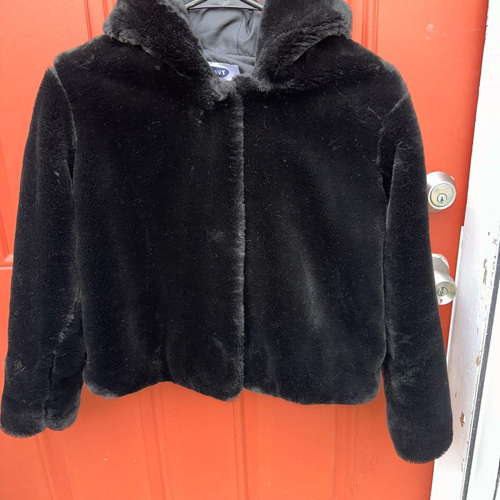 Old Navy Black Plush Jacket Girls size 12